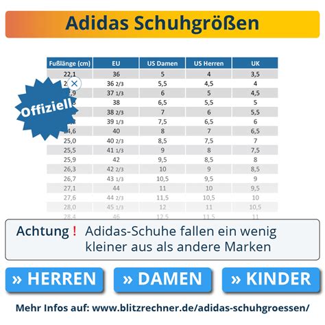 adidas Schuhgrößen Damen Herren und Kinder 